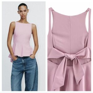 Zara Light Pink Sleeveless Peplum Top Siz XXL